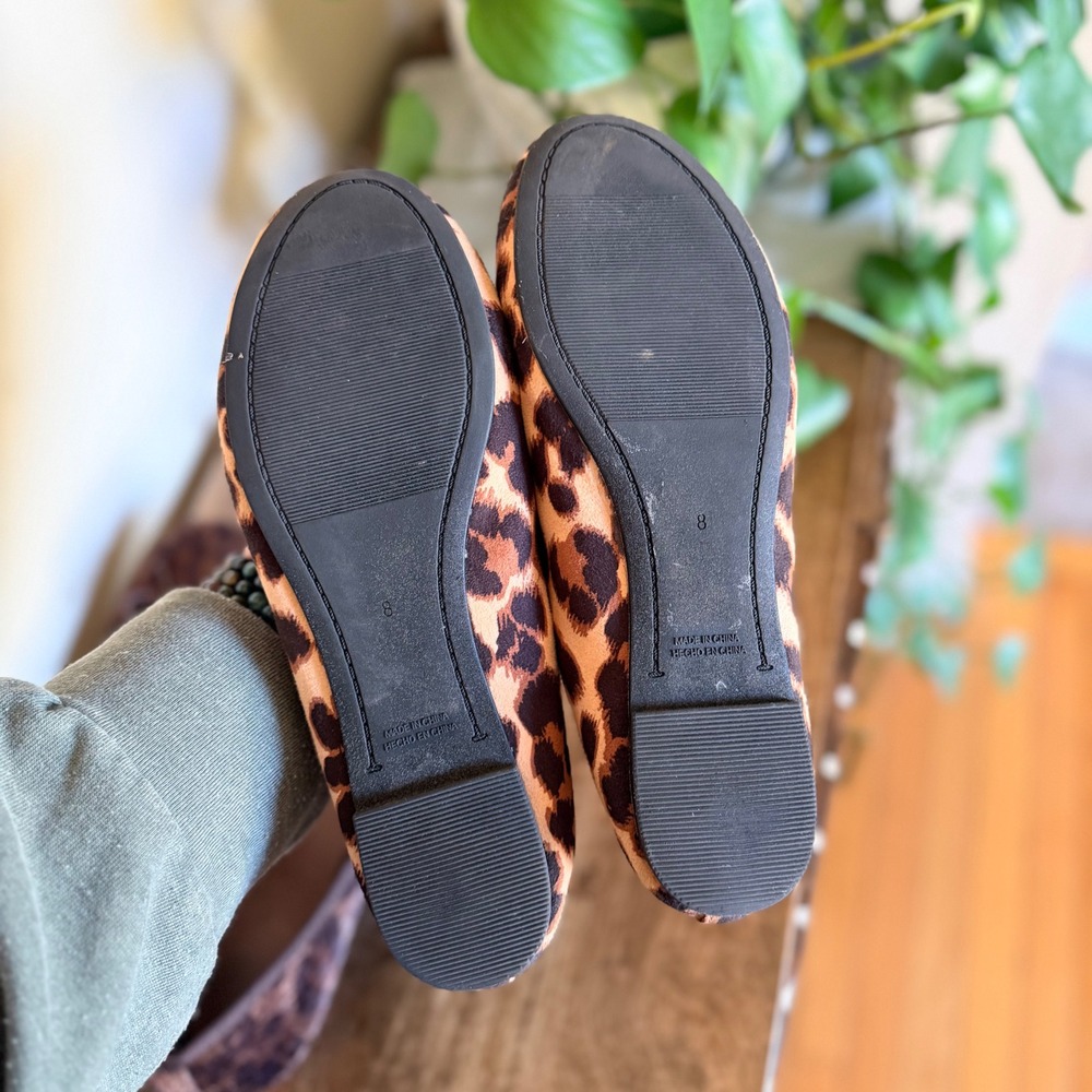 Old Navy Ballet Flats Womens 8 Brown Leopard Print Bundle 2 Pairs Bow Accents - Picture 5 of 15
